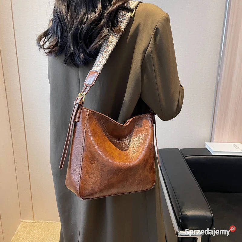 Torebka skórzana na ramie Vintage brąz Zawiercie