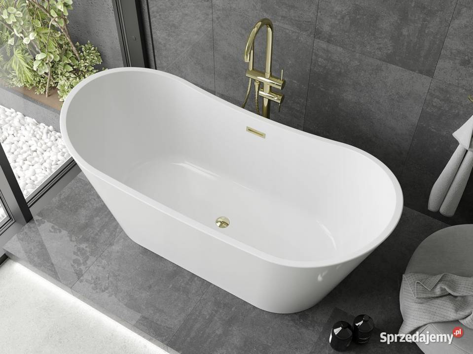 WANNA WOLNOSTOJĄCA BIAŁA 170x80 ZŁOTY syfon Choroszcz