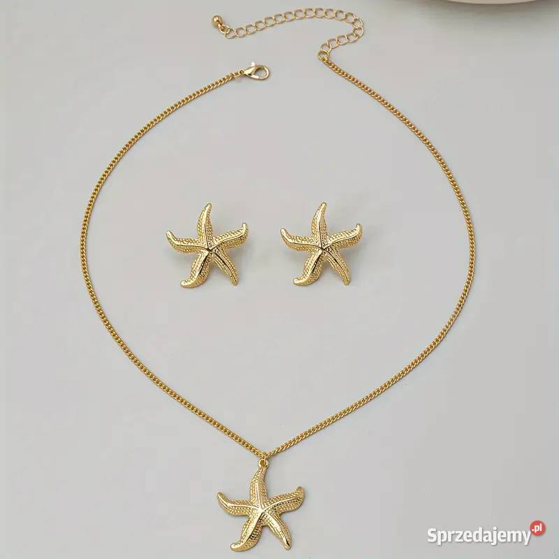 Komplet Biżuterii Z Motywem Rozgwiazdy Złoty AS
