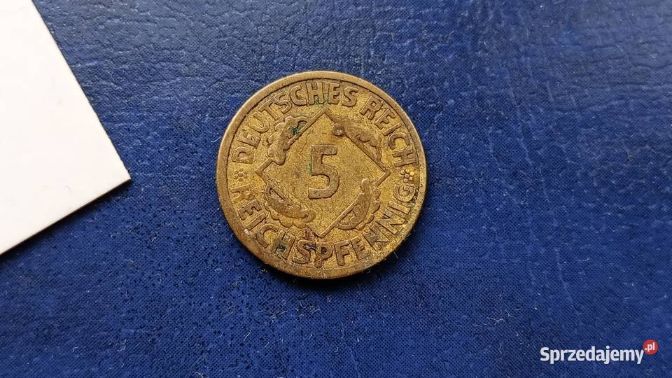 Stare monety 5 pfennig 1924 A Niemcy Kolekcje Lesko