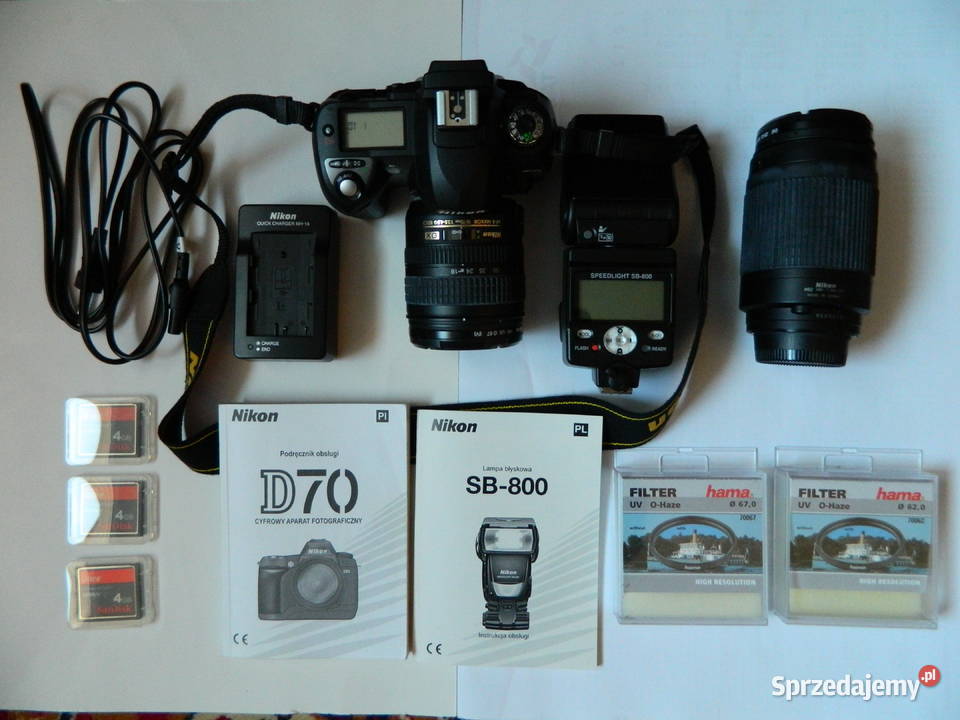 NIKON Lustrzanka cyfrowa D70 2 obiektywy lampa