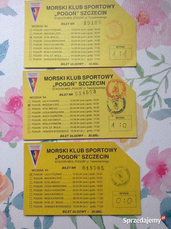 1159 Bilety Pogoni Szczecin 1004 R sprzedam