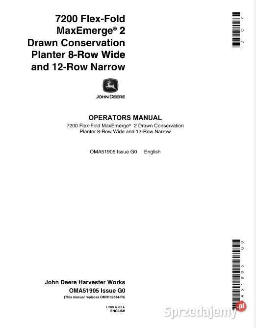 John Deere 7200 siewnik punktowy instrukcja Kielce