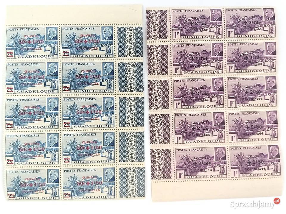 Gwadelupa Kolonie francuskie reżimu Vichy Ptain Filatelistyka Bronisze