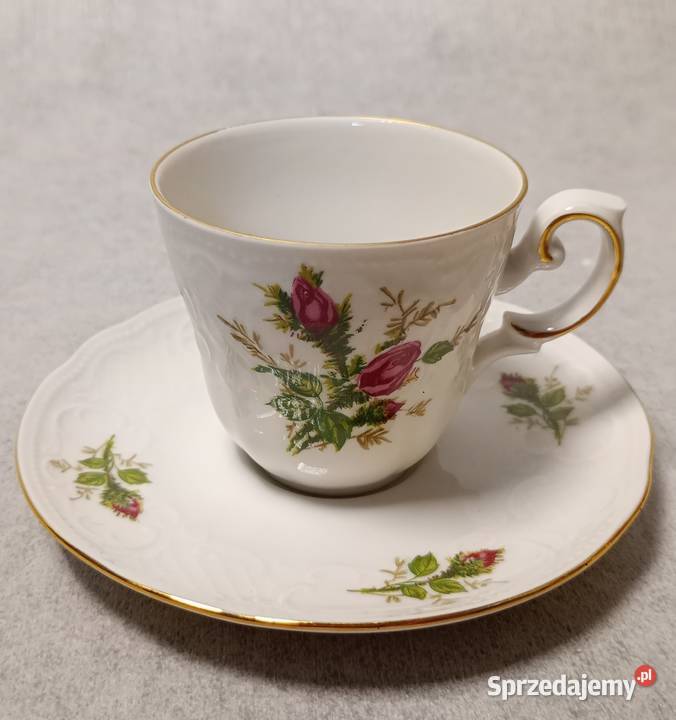 Seltmann Weiden Filiżanka Duet Moss Rose Porcelana i szkło