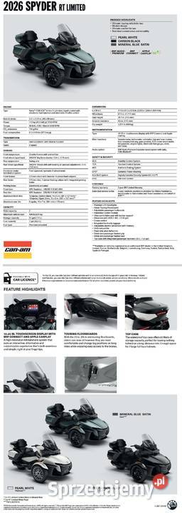 CanAm Spyder RT LTD 1330 ACE SE6 Vegas White 115KM Nowy Sącz