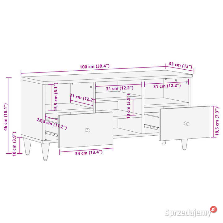 Szafka pod telewizor 100x33x46 lite drewno mango mazowieckie sprzedam