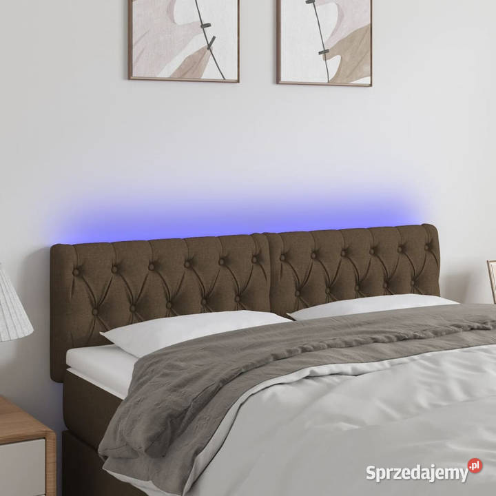 Zagłówek do łóżka z LED ciemnobrązowy 160x7x7888 Ramy i stelaże