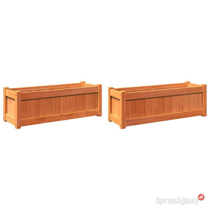 Donice ogrodowe 2 woskowy brąz lite drewno Donice