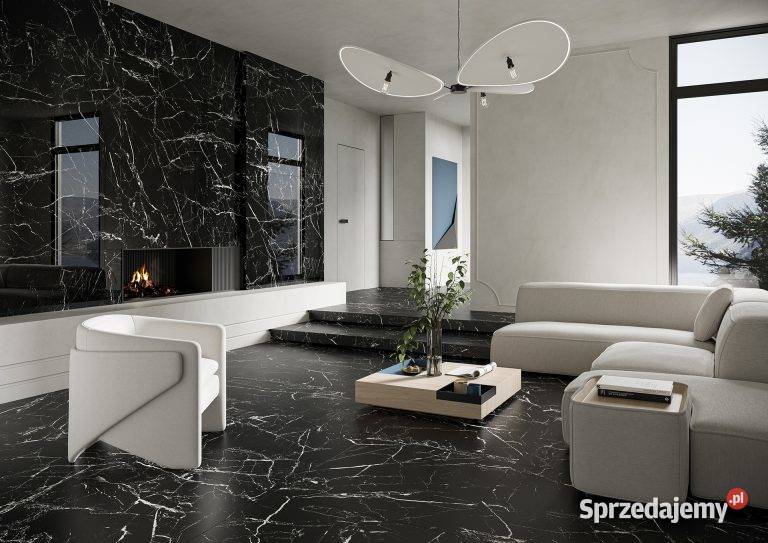 Gres poler CZARNY MARMUR Marmo Marocco 280x120x6 Łask