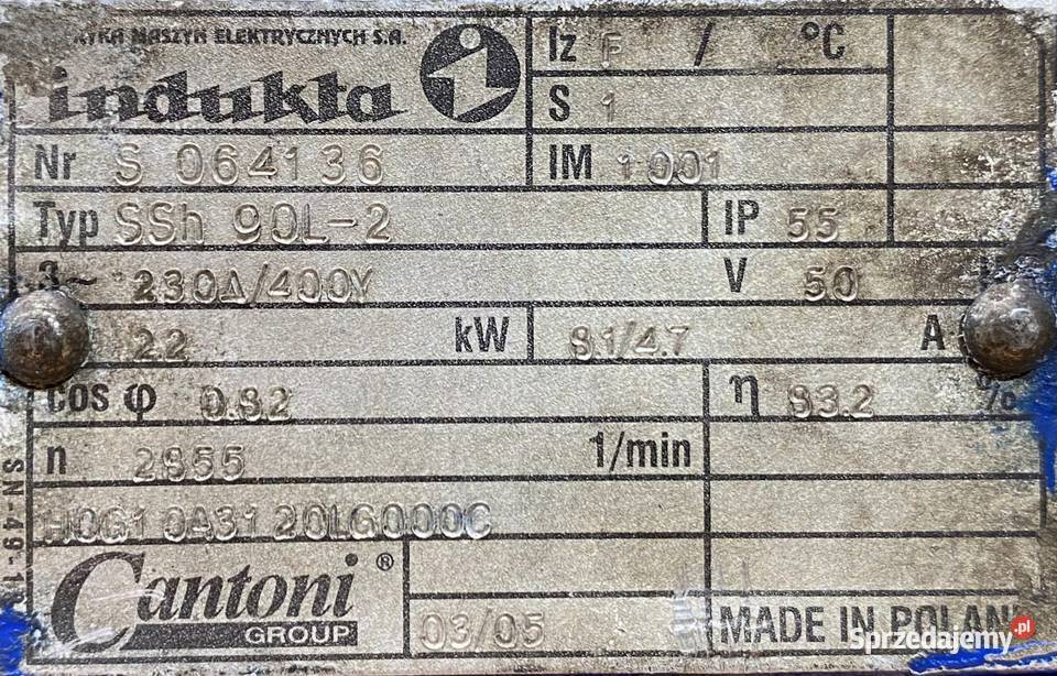silnik elektryczny 22kW 2855obr 3fazowy INDUKTA Pigża