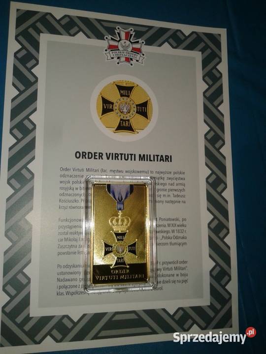 order VIRTUTI MILITARIsztaba plater złotem Skiereszewo sprzedam