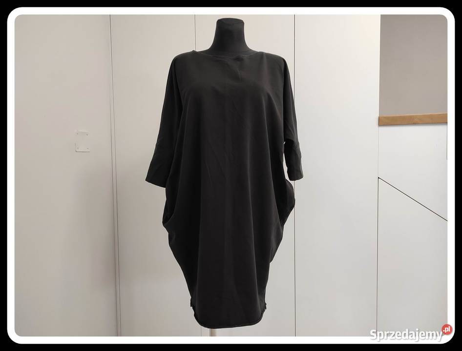 Czarna sukienka tunika na czas ciąży i nie 42 XL Płock