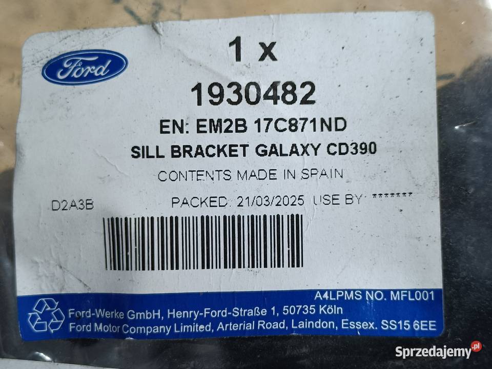 FORD GALAXY MK3 15 ŚLIZG MOCOWANIE ZDERZAKA TYŁ Części montażowe