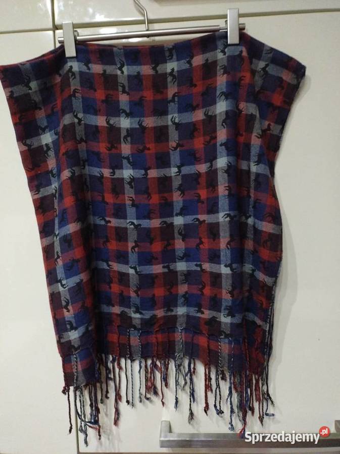 Szalik dwustronny w kratkę i z konikami
