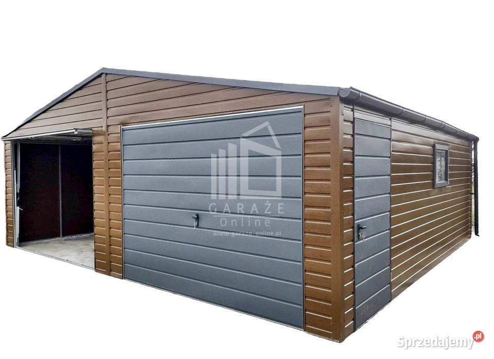 GARAŻ BLASZANY 7m x 6m poziom dwuspad 2x Brama 423zł/m2 Braniewo