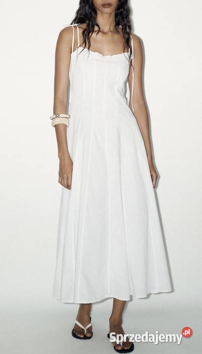 Sukienka długa midi Zara L biała bawełna Spódnice i sukienki Warszawa