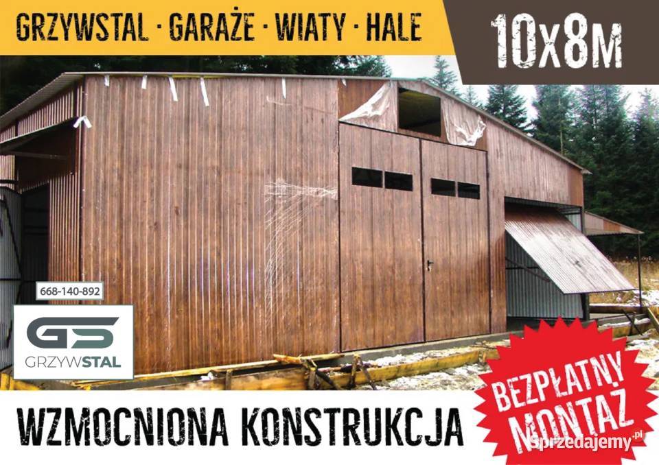 A56 GARAŻ BLASZANY / Wiata / Hala / Drewnopodobny / Magazyn - GRZYWSTAL