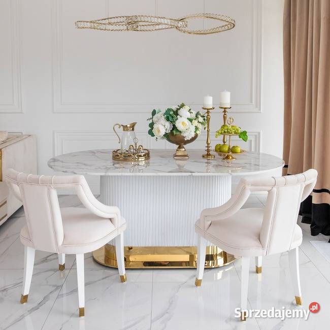 Stół ROYAL Glamour Złoty Biały Designerski
