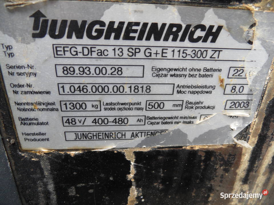 Wózek widłowy elektryczny EFG DF 13 Jungheinrich warmińsko-mazurskie Olsztyn sprzedam