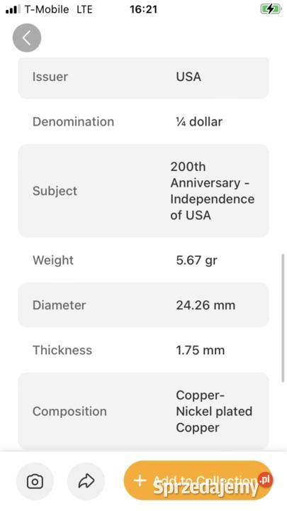 14 dollar 200 lat niepodleglosci USA produkcji