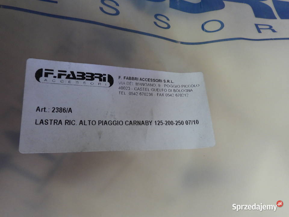 SZYBA OWIEWKA FABBRI PIAGGIO CARNABY 125 200 250