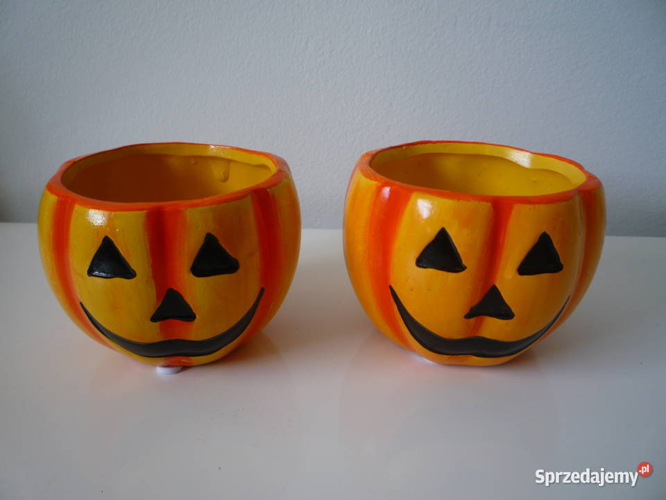 Nowe 2 sztuki doniczki osłonki ceramiczne Dynia Dekoracje i ozdoby