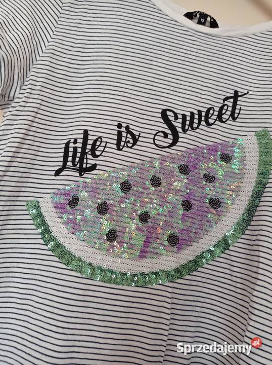 Tshirt z napisem i cekinami Hajnówka sprzedam