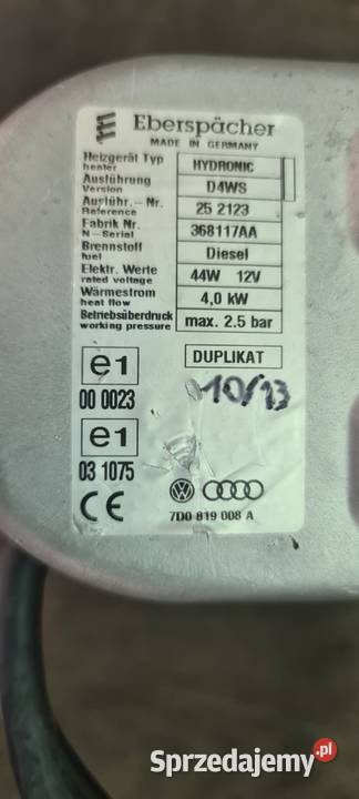 Ogrzewanie Hydronic d4ws 12v vw t4 regeneracja wielkopolskie Cielcza