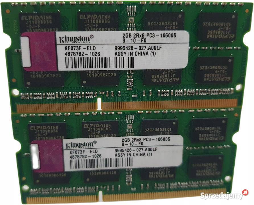 Pamięć RAM DDR3 Kingston 4GB 2x 2GB PC3 10600s Pamięci Warszawa