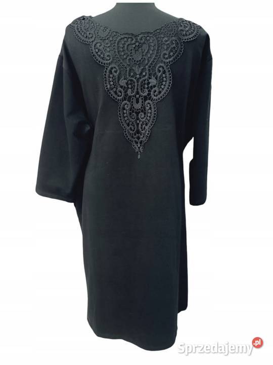 Czarna sukienka plus size glamour koronka Pątnów