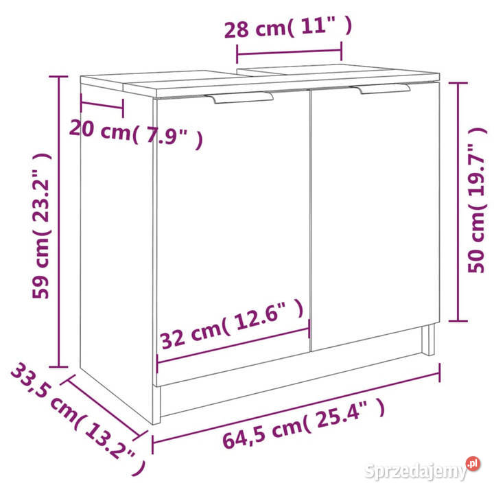 Szafka łazienkowa szarość betonu 645x335x59