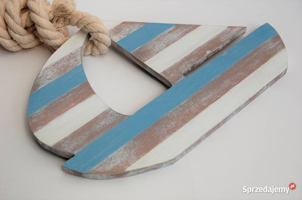 Łódź żaglówka zawieszka drewniana marynistyczna wielokolorowy lubelskie Lublin