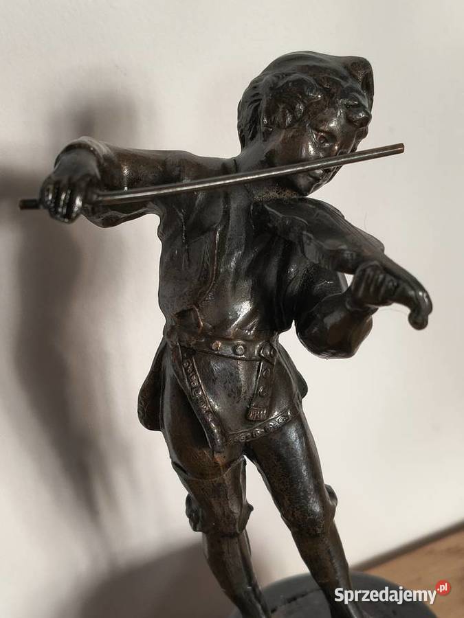 Figurka z brązu skrzypek antyk Rękodzieło Szczecin