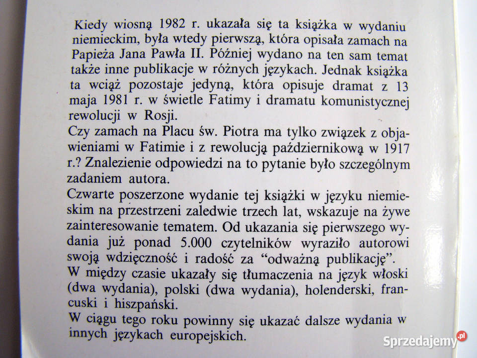 Zamach na Papieża w Świetle Fatimy i w cieniu Limanowa