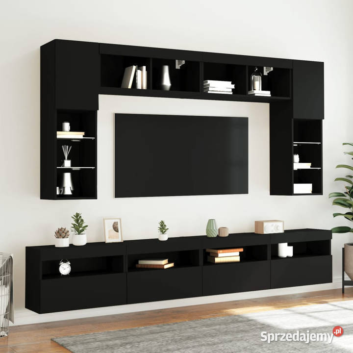 Ścienna szafka TV z LED czarna 60x30x40 WM837185 Warszawa sprzedam
