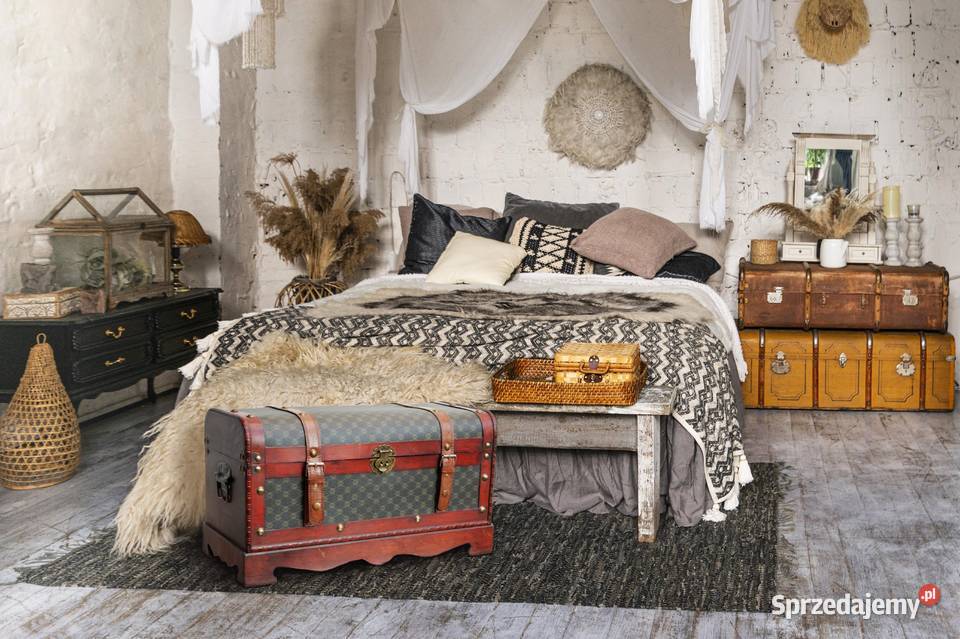 Duży kufer skrzynia drewniana vintage kolonialny Meble Lublin