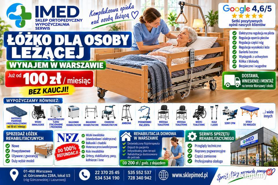 ŁÓŻKA ReHaBiLiTaCyJnE SZPITALNE I ORTOPEDYCZNE Zdrowie i Uroda mazowieckie Warszawa