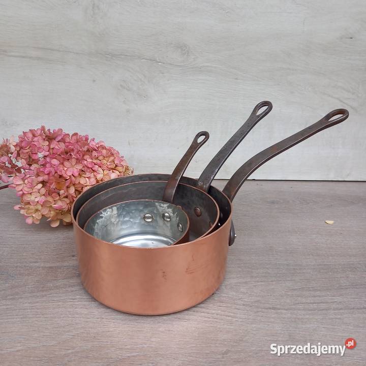 Miedziany garnek miedziany rondel komplet 3 mazowieckie Warszawa