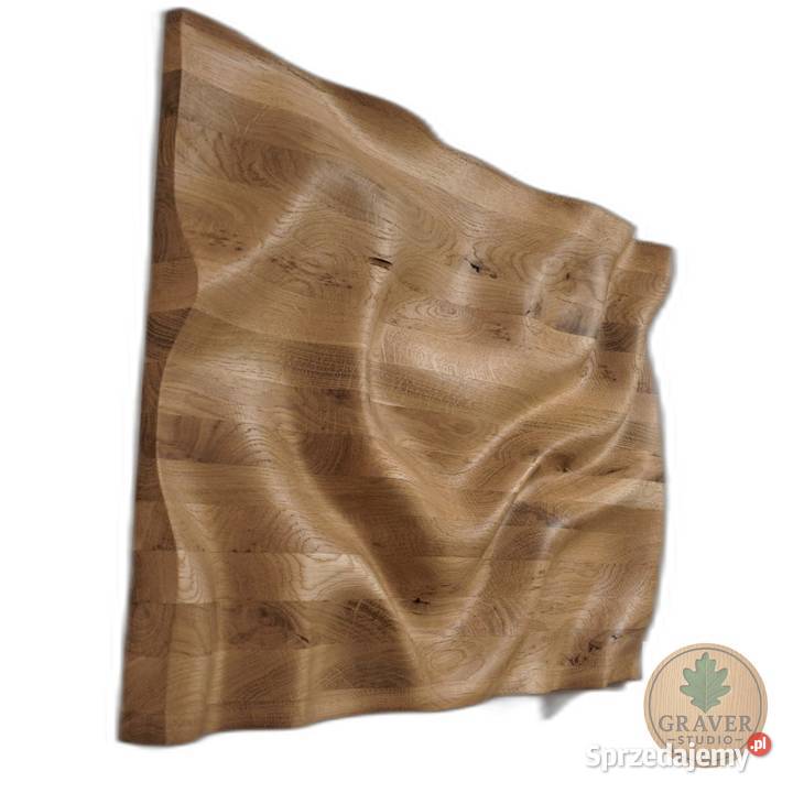 Płaskorzeźba dębowa fale 3D olejowana dekoracja Wyposażenie wnętrz sprzedam