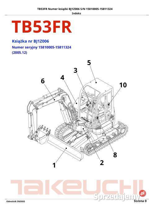 Takeuchi TB53FR katalog czesci zamiennych Kielce sprzedam