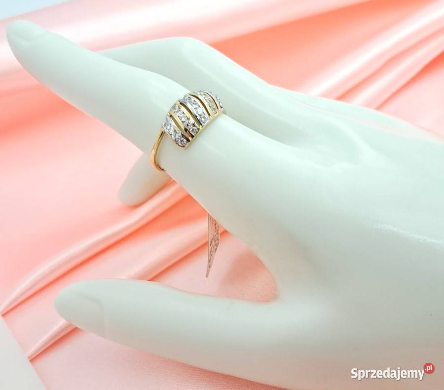 Pierścionek r17 Złoty pr333 z kamieniami Z328 Poznań