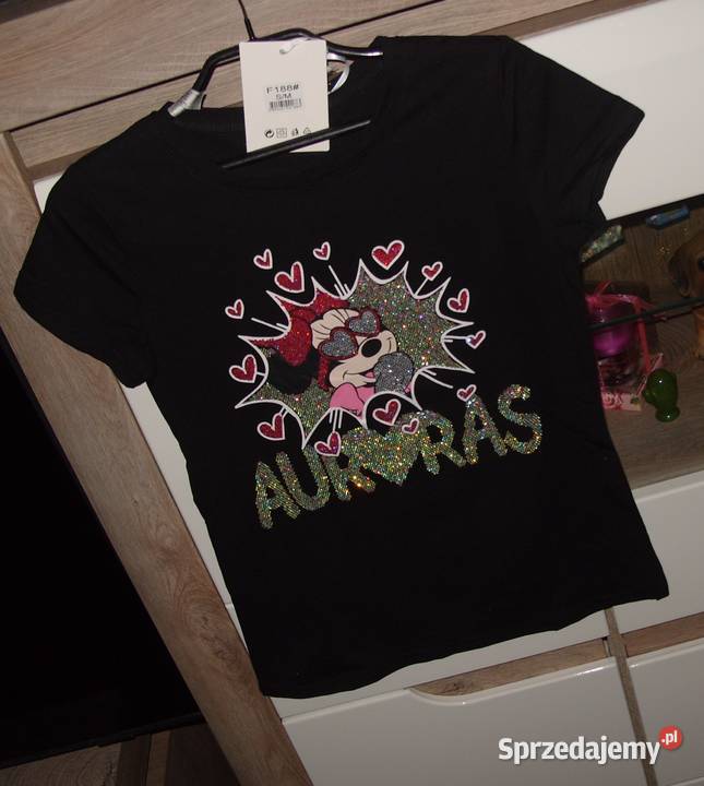 Serca MIKIHolo cyrkonie czarna NOWA bluzeczka czarny wielkopolskie Rawicz