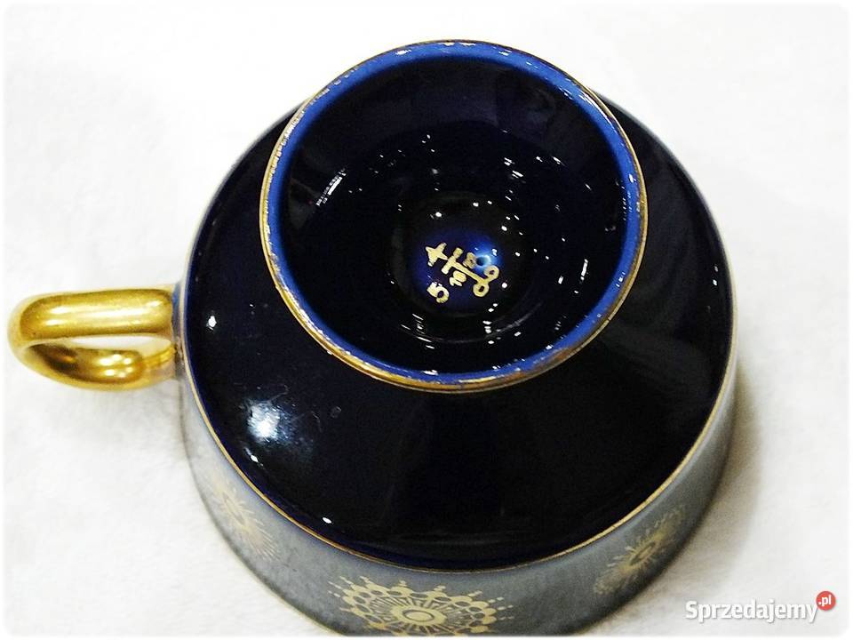 Filiżanka kobalt porcelana kobaltowa złota DDR