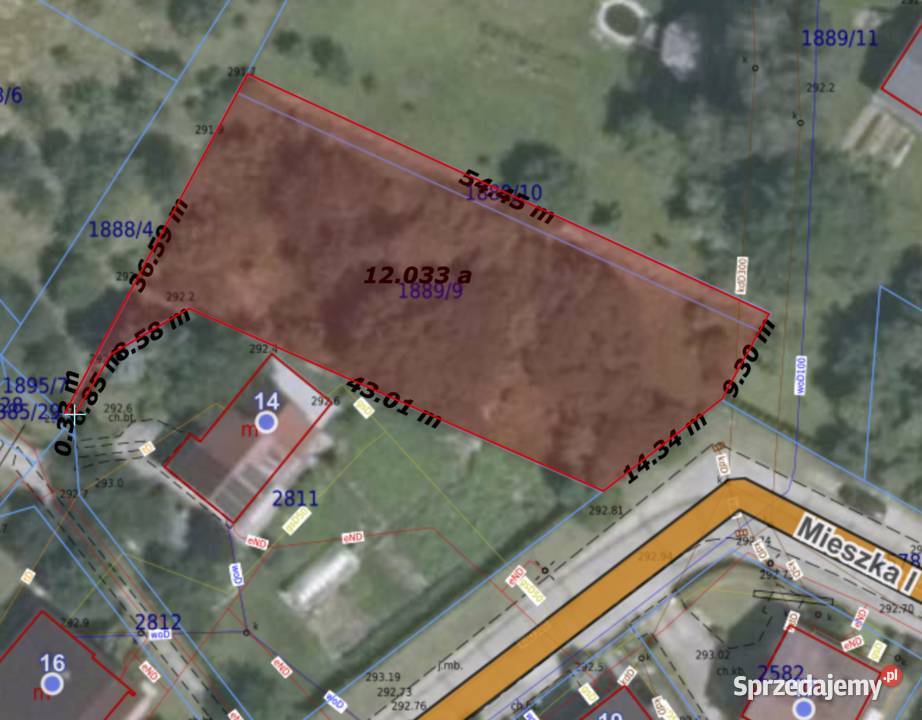 działka budowlana Gorlice Mieszka I 1204 m