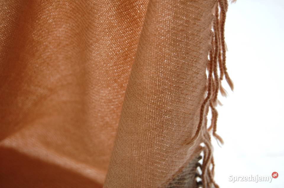 Szal damski beż camel brąz wiskoza wełna lubelskie Lublin