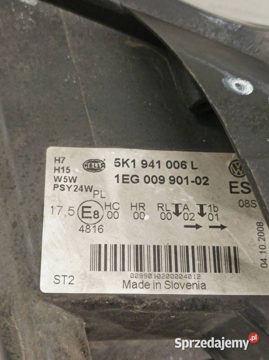 LAMPA PRZÓD PRAWA EUROPA 5K1941006L VW