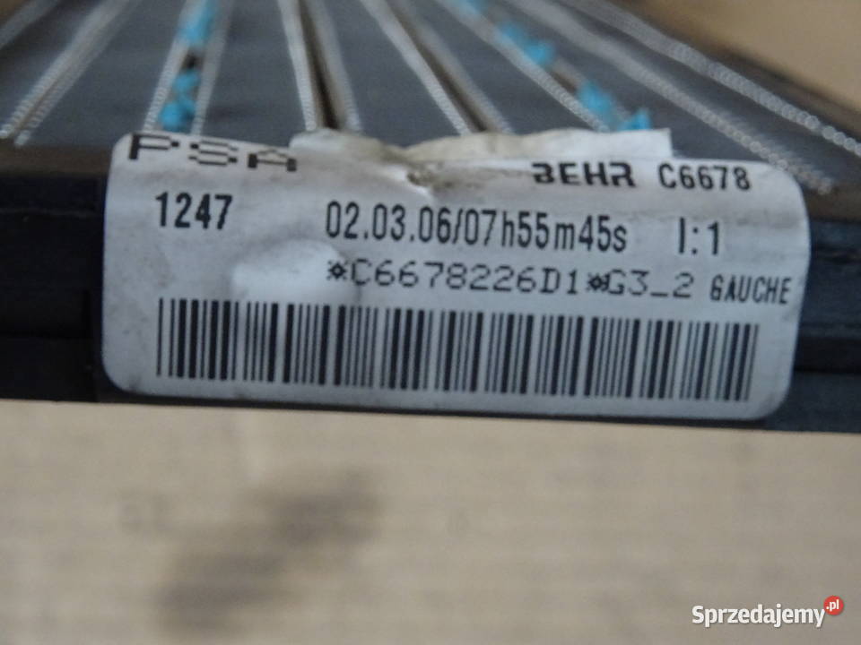 Peugeot 307 parownik klimatyzacji nagrzewnica Rok produkcji 2007 Wieluń