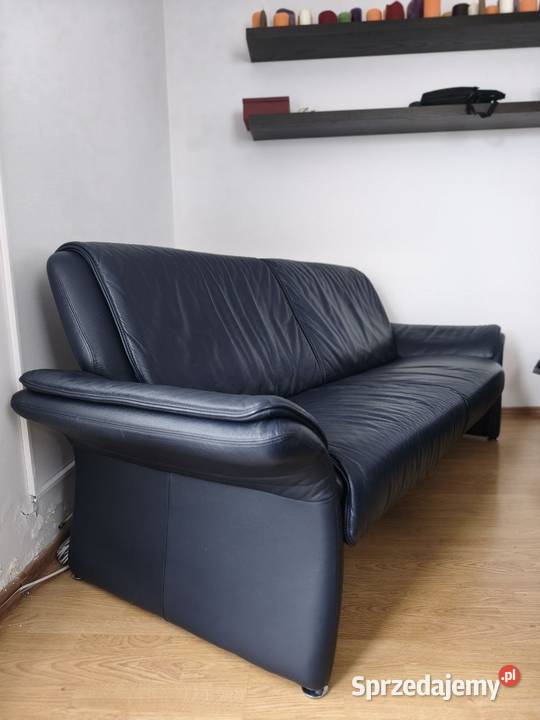 Sofa komplet wypoczynkowy 321 skóra granat Piaseczno