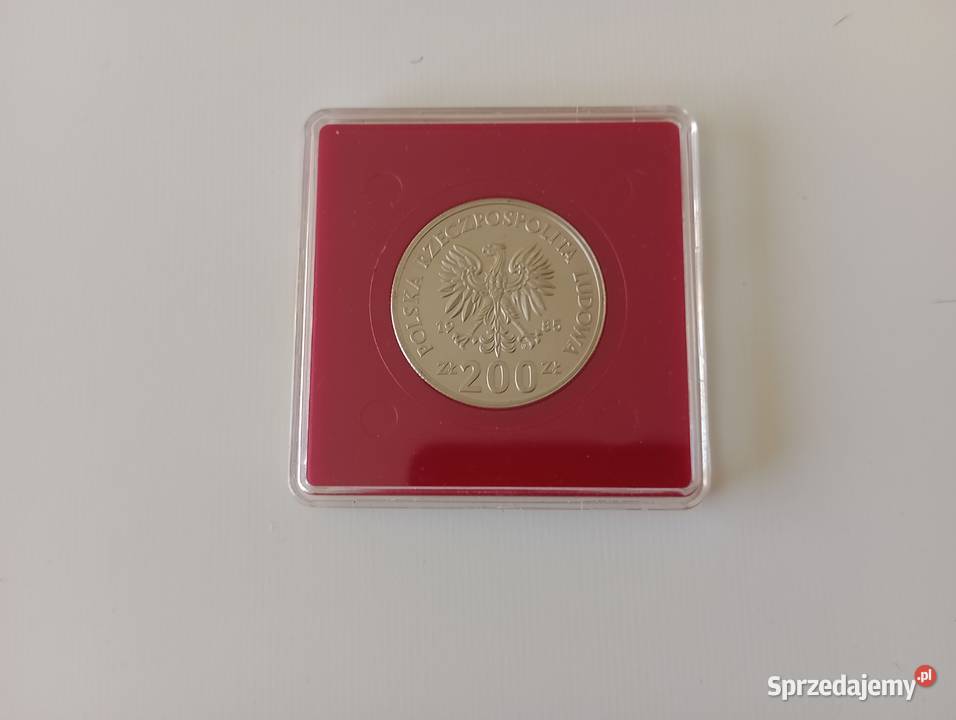 Moneta 200 1985r Pomnik szpital Centrum zdrowia Numizmatyka wielkopolskie Mosina